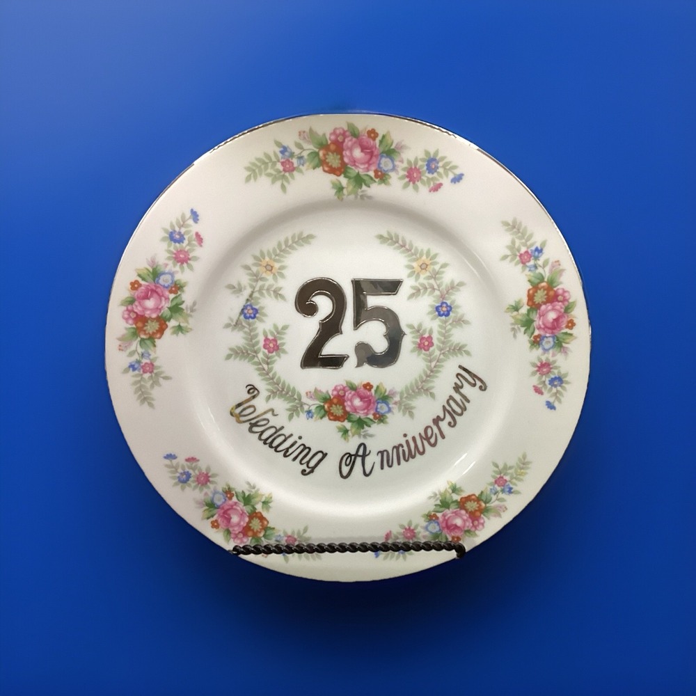 Vtg Norleans 25th Wedding‎ Anniversary Plate-Floral Pattern-10" in Diameter